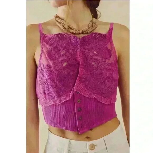 Free People Raspberry Sorbet Have My Heart Corset Top Size Medium - Picture 1 of 11